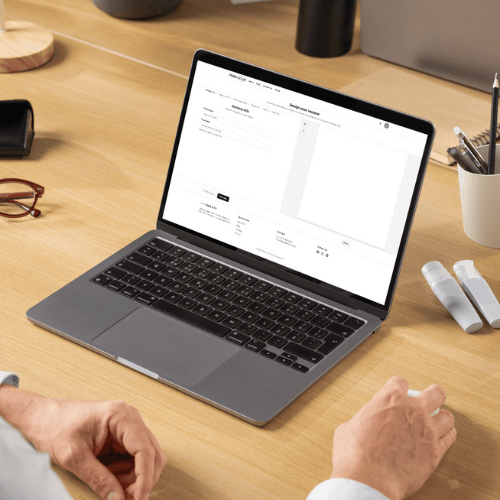 Laptop showing a CV example